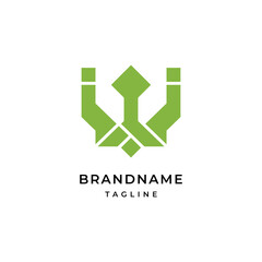 Unique modern geometric creative elegant letter W logo template