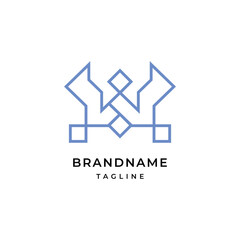 Unique modern geometric creative elegant letter W logo template
