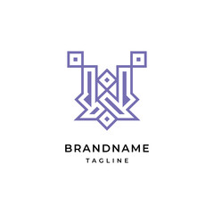 Unique modern geometric creative elegant letter W logo template