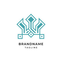 Unique modern geometric creative elegant letter W logo template