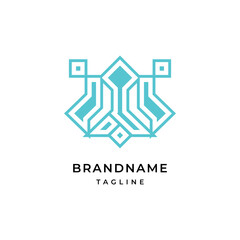 Unique modern geometric creative elegant letter W logo template