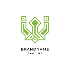 Unique modern geometric creative elegant letter W logo template