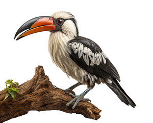 black billed hornbill isolated on transparent background