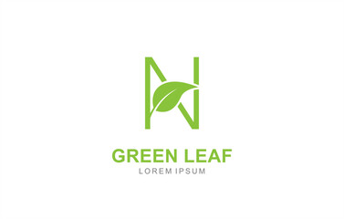 N Letter Leaf logo template for symbol of business identity