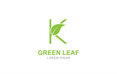K Letter Leaf logo template for symbol of business identity