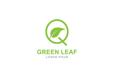 Q Letter Leaf logo template for symbol of business identity