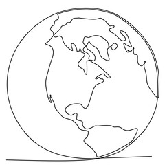 Earth school. Continuous line drawing. Vector illustration on a white background