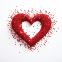 Red heart with confetti on a white background