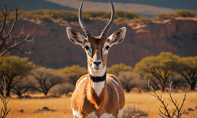 Majestic Antelope: A Breathtaking Wildlife Portrait through the Lens of AI-Enhanced Photography