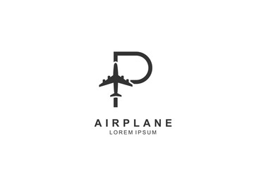 P Letter Plane Travel logo template for symbol of business identity