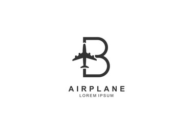B Letter Plane Travel logo template for symbol of business identity