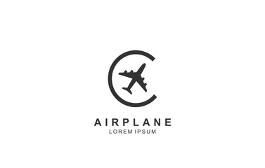 C Letter Plane Travel logo template for symbol of business identity