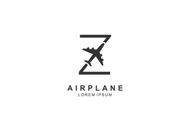 Z Letter Plane Travel logo template for symbol of business identity