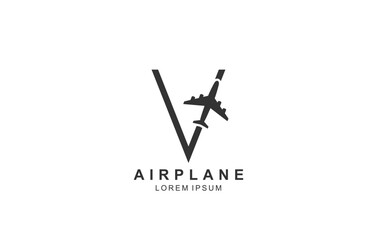 V Letter Plane Travel logo template for symbol of business identity