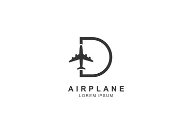 D Letter Plane Travel logo template for symbol of business identity