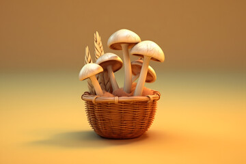 3d rendering Straw Mushroom