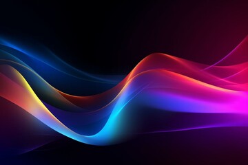 Colorful neon waves on dark background with glowing lines. Futuristic and abstract. Generative AI