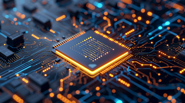 Artificial intelligence micro chip with circuit board.