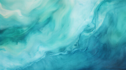 Turquoise Tide: Abstract Oceanic Marble Waves
