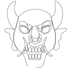 mask theater tragedy and humor oneline continuous line art