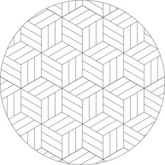 Turtle shell wickerwork pattern, round shape, with frame - obrazy, fototapety, plakaty