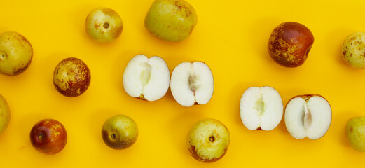 Fresh jujube fruit on white background