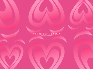 Pink heart background with modern concept. Romantic cute background.