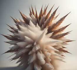 Launched silver and gold powder on black background, freeze motion. Spray of powder particles on a shadowy background. Generative AI