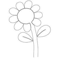 Abstract cosmos line drawing on white background. flower line drawing. Continuous line