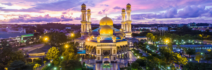 aerial view of mosque Jame' Asr Hassanil Bokliah at Brunei Darussalam