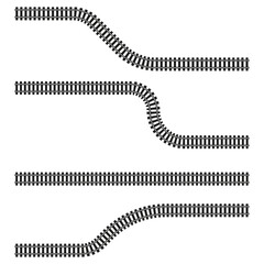 Railroad tracks. Rails and sleepers. Railway train track. Vector illustration. EPS 10.
