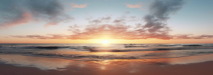 Fototapeta na wymiar Twilight Serenade: Picturesque Sunset at the Seashore 
