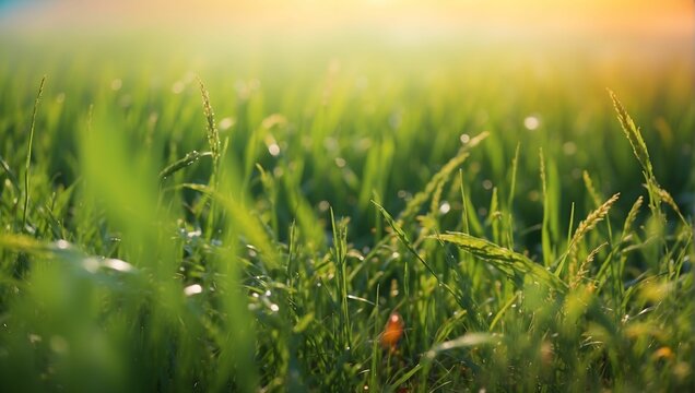 Fresh grass with sky background, vibrant, Colorful gradient, hd, 4k, high-quality, highly detailed, photorealistic, RAW, high quality, dynamic lighting, sharp focus, ultra realistic, generative AI