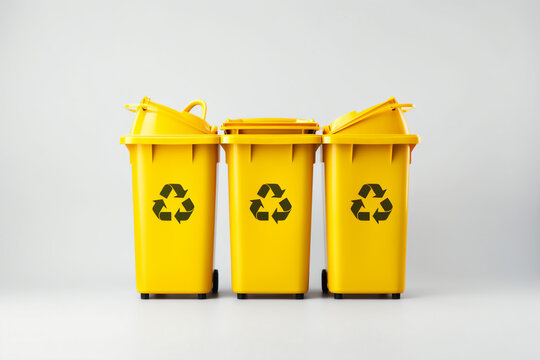 Yellow Recycling Bin with Plastic Waste