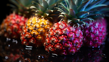 Freshness of nature gourmet, ripe pineapple, a healthy tropical dessert generated by AI