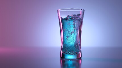 Intricate Light Play in a Glass of Water Creating a Vibrant Multicolored Reflection