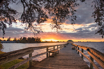 Sunset on the Indian River in Indialantic Florida