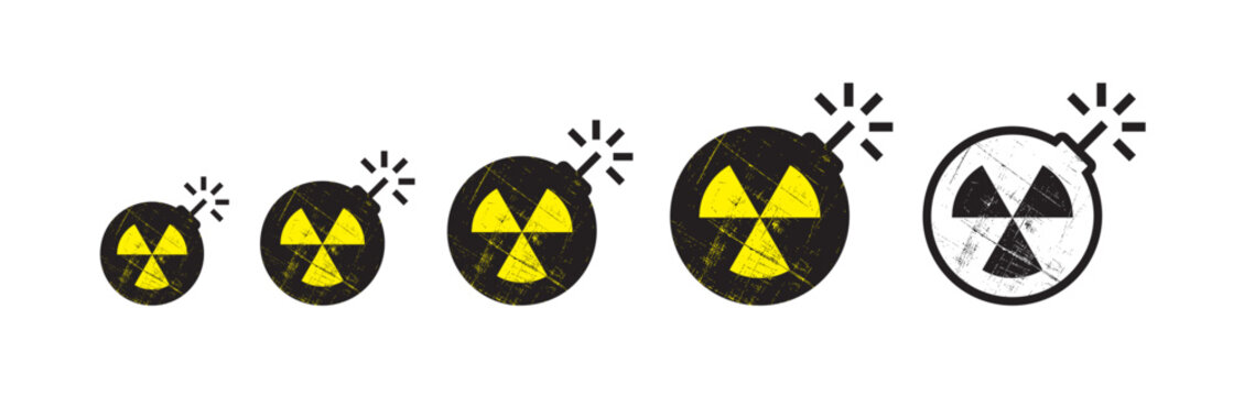 Radioactive Bomb Icon Series Isolated on White Background - Illustration