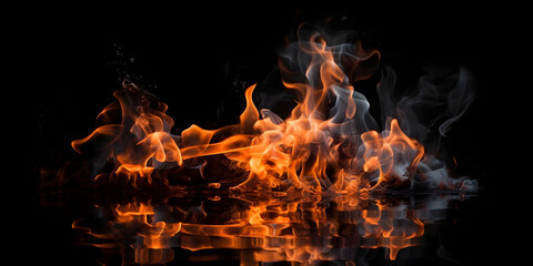 Fototapeta na wymiar Beautiful stylish fire flames, black background