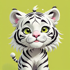 Fototapeta premium Cartoon baby white tiger #23