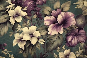 colourful floral pattern - obrazy, fototapety, plakaty