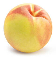 Yellow Peach fruit isolated on white background, Fresh Yellow Peach on White Background With clipping path.