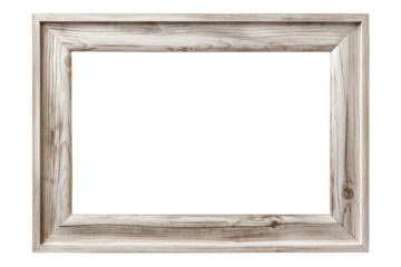 Grey wooden picture frame on a transparent background. The template for the image.