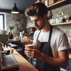 Photo of Barista Making A Cup of Coffee