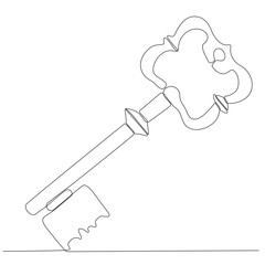 picture lock one continuous line. Real estate lock icon. Success keys, solutions, opportunities and safety concept in doodle style.