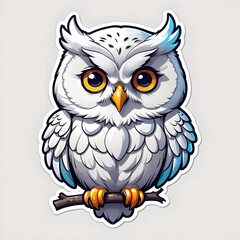 white cartoon owl sticker