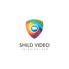 Shild And Video Coloring Logo Design
