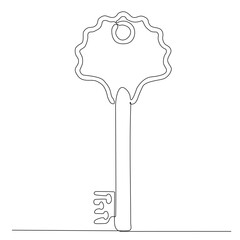 picture lock one continuous line. Real estate lock icon. Success keys, solutions, opportunities and safety concept in doodle style.