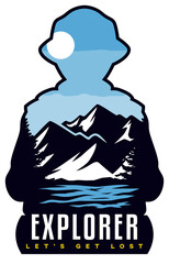 Illustration of Adventure Outdoors for badge or Tshirt Design