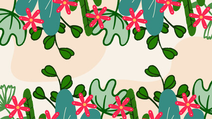Colorful colourful vector creative floral spring background. Vector summer background with vegetation, flower, and leaf for poster, banner, and presentation